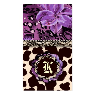 311-WILD LILY LILAC LEOPARD BUSINESS CARD TEMPLATES by Jill311