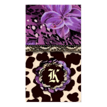 311-WILD LILY LILAC LEOPARD BUSINESS CARD TEMPLATES