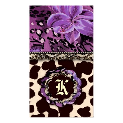 311-WILD LILY LILAC LEOPARD business card templates