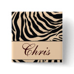 311 Wild Lily Zebra Name Tag Pinback Button