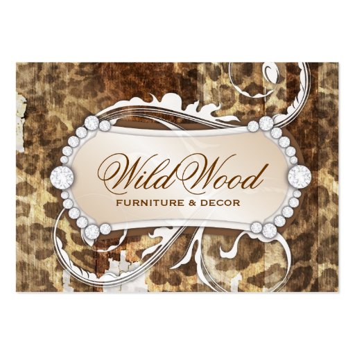 311 Wild Wood Leopard Print Chandelier Business Card (front side)