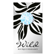 311 Wild Zebra Flower | Aqua Diamond Business Cards
