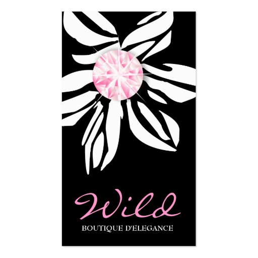 311 Wild Zebra Flower Pink Diamond B Business Card (front side)