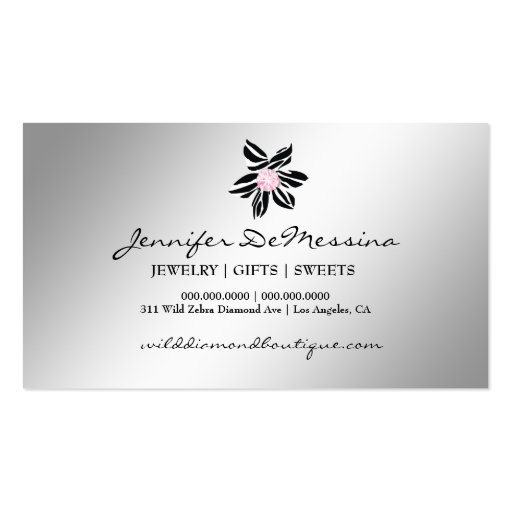 311 Wild Zebra Flower | Pink Diamond S Business Card Template (back side)