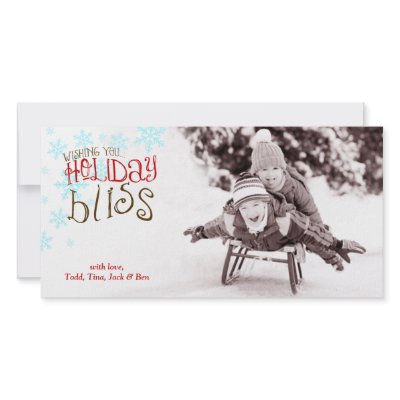 311 Wishing You Holiday Bliss Red Brown Photo Greeting Card by Jill311