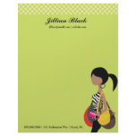 311-Zebra Fashionista Brunette Ponytail Custom Letterhead