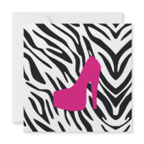 311-Zebra Hot Pink Heel Invitation