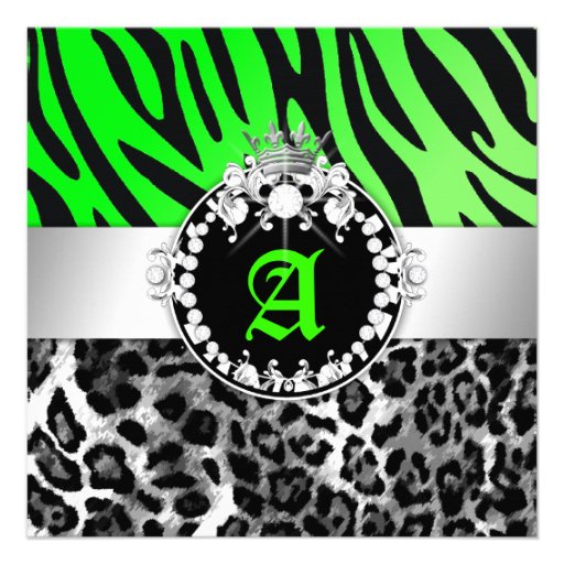 311-Zebra-LeoTique Diamonds n' Kisses Sweet 16 Custom Invitation
