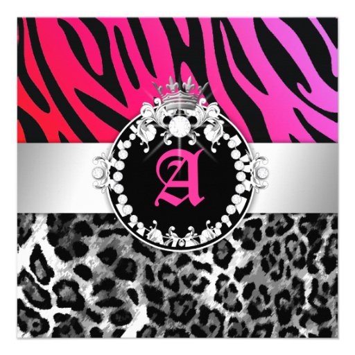 311-Zebra-LeoTique Diamonds n' Kisses Sweet 16 Invites