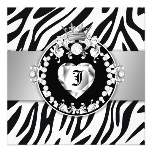 311 Zebra Tique Kiss Queen of Hearts Sweet16 Personalized Announcement