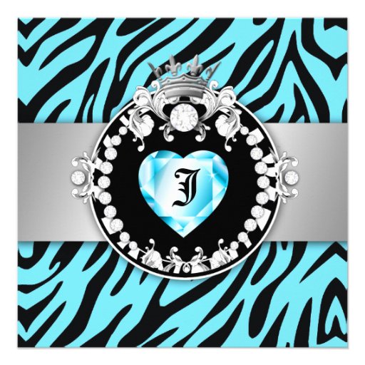 311 Zebra Tique Kiss Queen of Hearts Sweet16 Personalized Invite