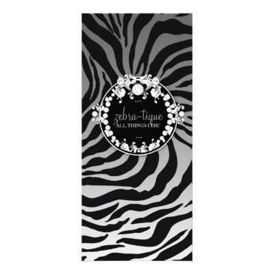 311-Zebra-Tique with Diamonds Gray Storm Rack Card Design by Jill311