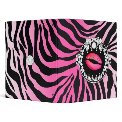 311-Zebra-Tique with Diamonds Kiss Vinyl Binder by Jill311