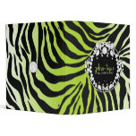 311-Zebra-Tique with Diamonds Lime 3 Ring Binders