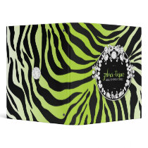 311-Zebra-Tique with Diamonds Lime 3 Ring Binders