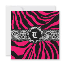 311-Zees Safari | Square Coral Pink Monogram invitations by Jill311 311-Zees Safari | Square Coral Pink Monogram invitations