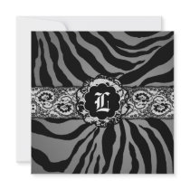 311-Zees Safari | Square Gray Storm Monogram invitations by Jill311 311-Zees Safari | Square Gray Storm Monogram invitations