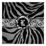 311-Zees Safari | Square Gray Storm Monogram Personalized Announcement