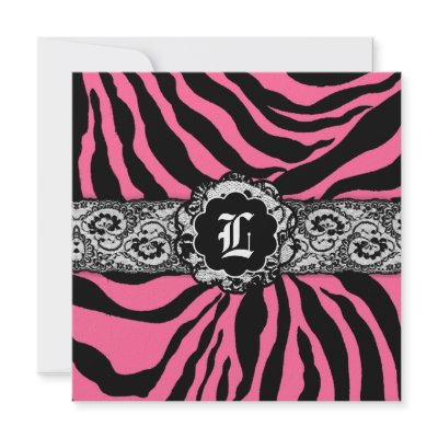 311-Zees Safari | Square Pink Monogram Personalized Announcement by Jill311