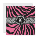 311-Zees Safari | Square Pink Monogram invitations