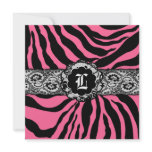 311-Zees Safari | Square Pink Monogram invitations