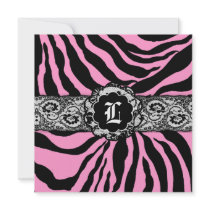 311-Zees Safari | Square Sweet Flamingo Monogram invitations by Jill311 311-Zees Safari | Square Sweet Flamingo Monogram invitations