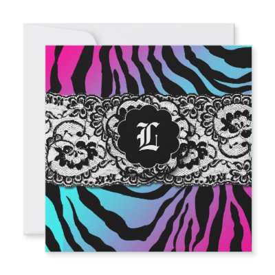 311-Zees Safari White Lace Electric Monogram Invite by Jill311