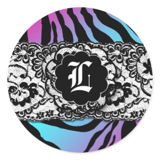 311-Zees Safari White Lace Electric Monogram Stick sticker