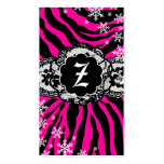 311-Zees Sexy Safari: Flamingo Snowflakes Business Card Template