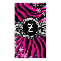 311-Zees Sexy Safari: Flamingo Snowflakes Business Card Template