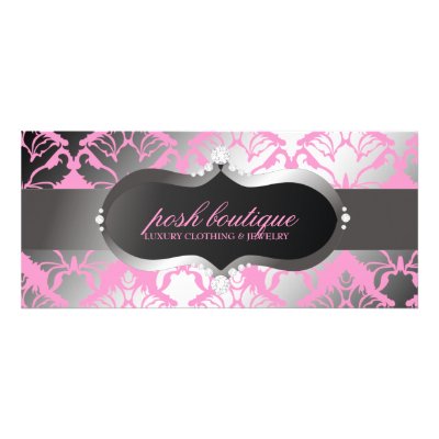 311-Zeopard Sign meets Damask Shimmer Posh Pink Custom Rack Card by Jill311