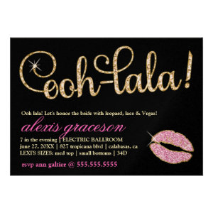 311Ooh Lala Glitzy Kiss Sparkle Metallic Custom Invitations