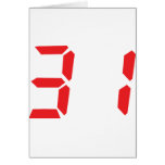 31 thirty-one red alarm clock digital number card