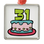 31 Year Old Birthday Cake Christmas Ornaments