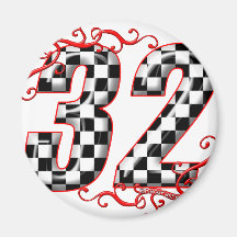 32 auto racing number fridge magnet