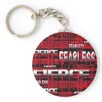 32.Red and Black Plaid Fearless Fierce Key Chain