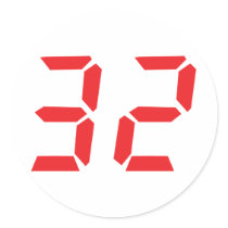 32 thirty-two red alarm clock digital number stickers by Tomaniac 32 thirty-two red alarm clock digital number stickers