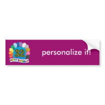 32nd Birthday Balloons Gifts Bumper Sticker