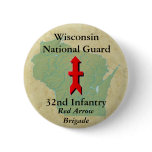 32nd Infantry with Wisconsin Map Pinback Buttons