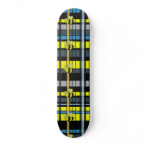 33.Black and Yellow Plaid Bumble Bees Design Skate Board