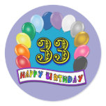 33rd Birthday Balloons Design Round Stickers