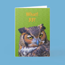 33rd Birthday Card with Great Horned Owl Bird cards