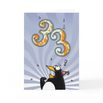 33rd Birthday - Penguin Surprise Card