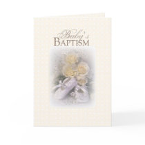 3429 Baby's Baptism Shoes Yellow Roses Cards
