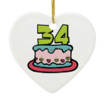 34 Year Old Birthday Cake Christmas Ornaments