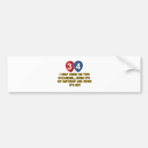 34 year old birthday designs bumper stickers