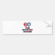 34 year old birthday designs bumper stickers