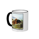  - This is a spectacular vintage painting of a Golden Retriever dog, an Irish Setter dog, and a Gordon Setter dog comfortably resting on each another. It was painted in 1866 by George W. Horlor. What a unique painting of three hunting dogs and the friendship between them!: Sizes  Available colors: black