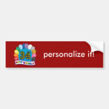 34th Birthday Balloons Design Bumper Stickers