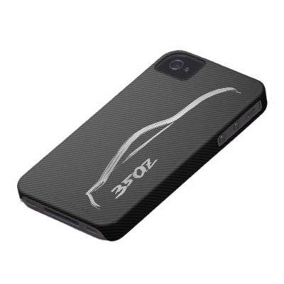 350Z Silver BruishstrokeLogo w/ Faux Carbon Iphone 4 Cover by AV_Designs